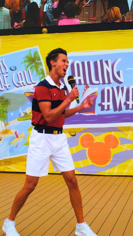 Jamezy hosting at Disney with colorful backdrop