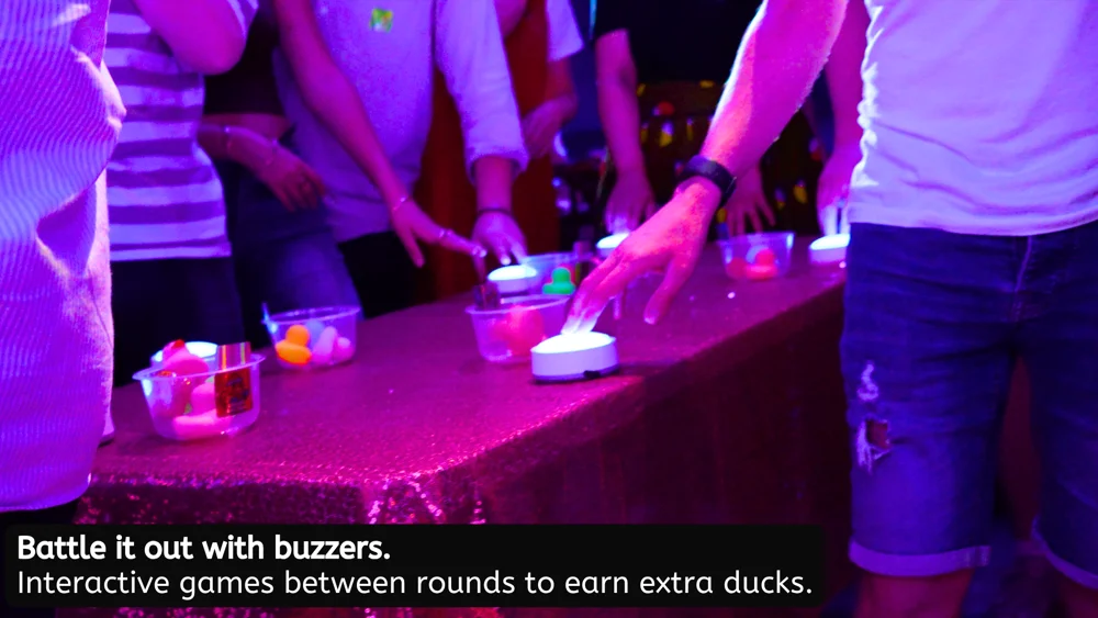 Lucky Ducky Game Show - presenter with microphone