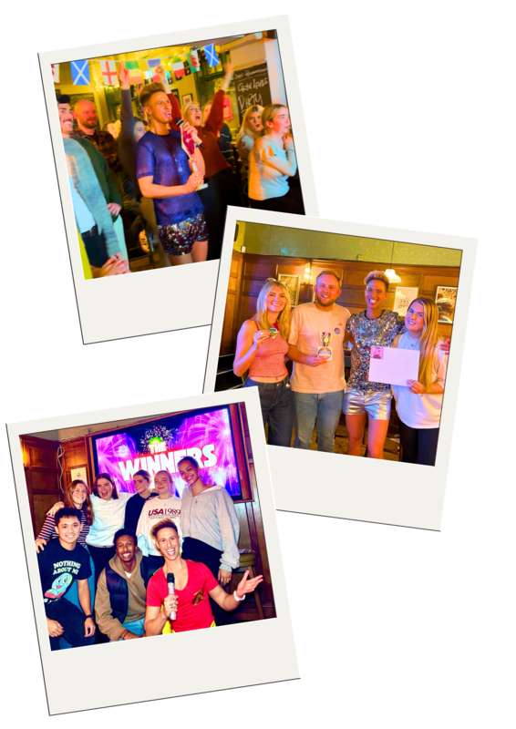 Quiz show polaroid photos collage - left