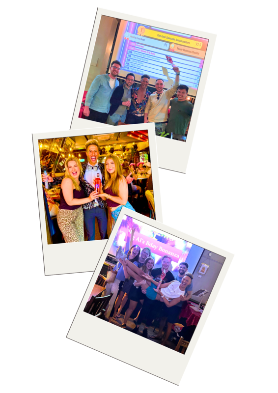 Quiz show polaroid photos collage - right